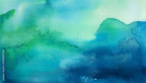 hand drawn turquoise blue green watercolor abstract background