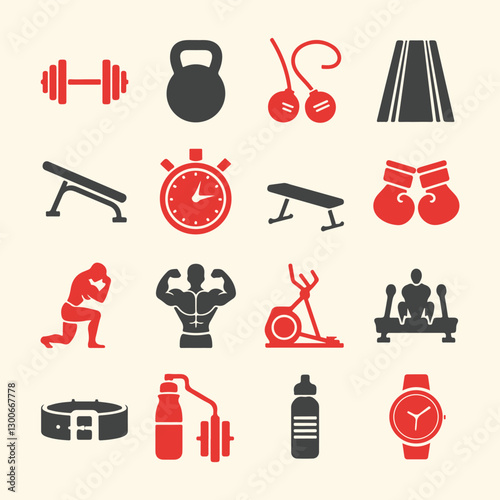 Fitness and Gym Icons set. Editable vector icon. Perfect for web and app interfaces, presentations, info graphics, etc.
