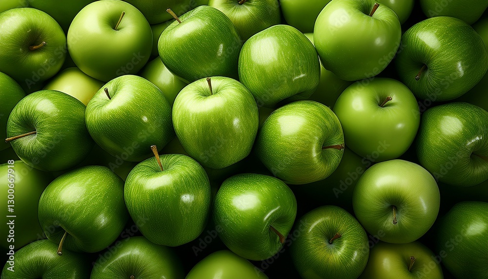 many ripe green apples in a pile