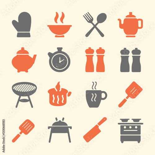 Kitchen and Cooking Icons set. Editable vector icon. Perfect for web and app interfaces, presentations, info graphics, etc.

