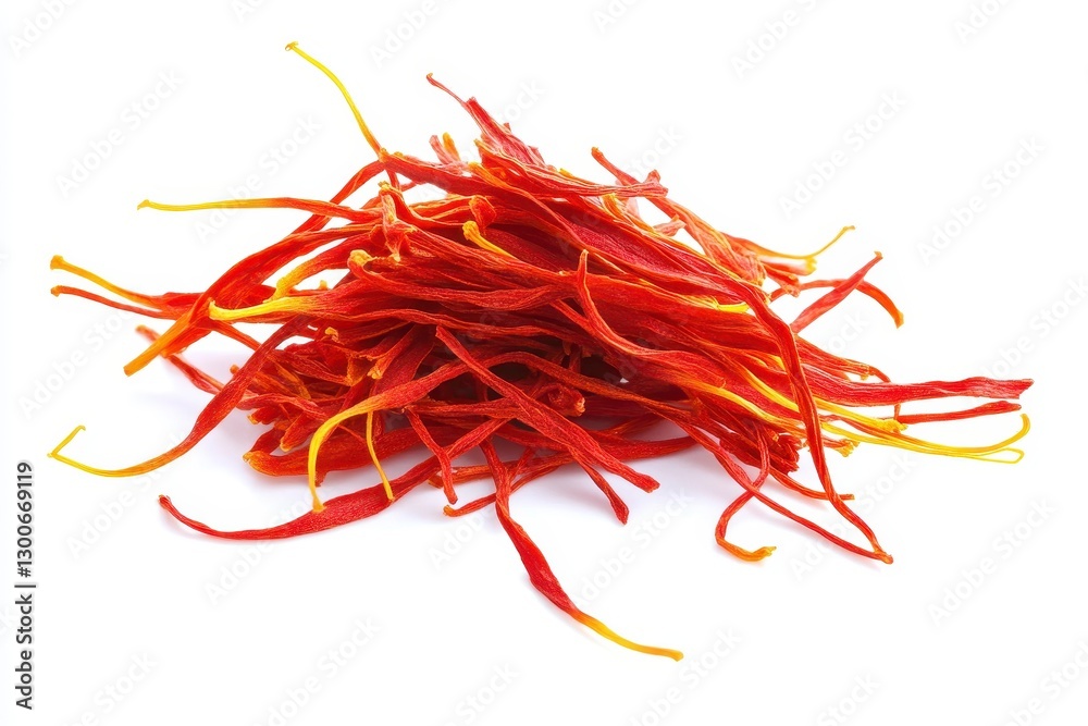 Fototapeta premium Red Saffron Threads on White Background