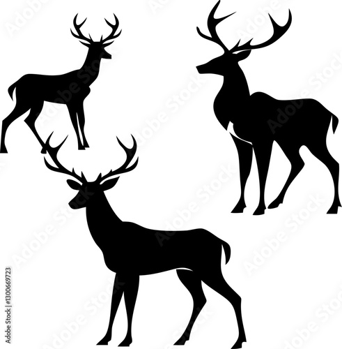 Mystical deer face illustrations with celestial and fantasy elements.