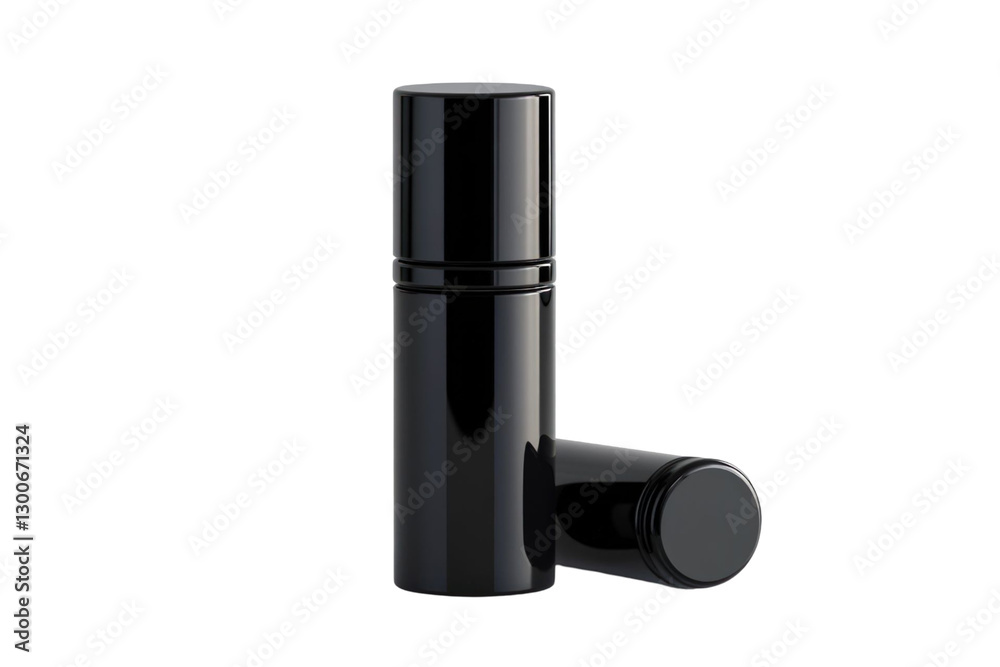 Obraz premium Close up of two black cylindrical objects with glossy finish against transparent background
