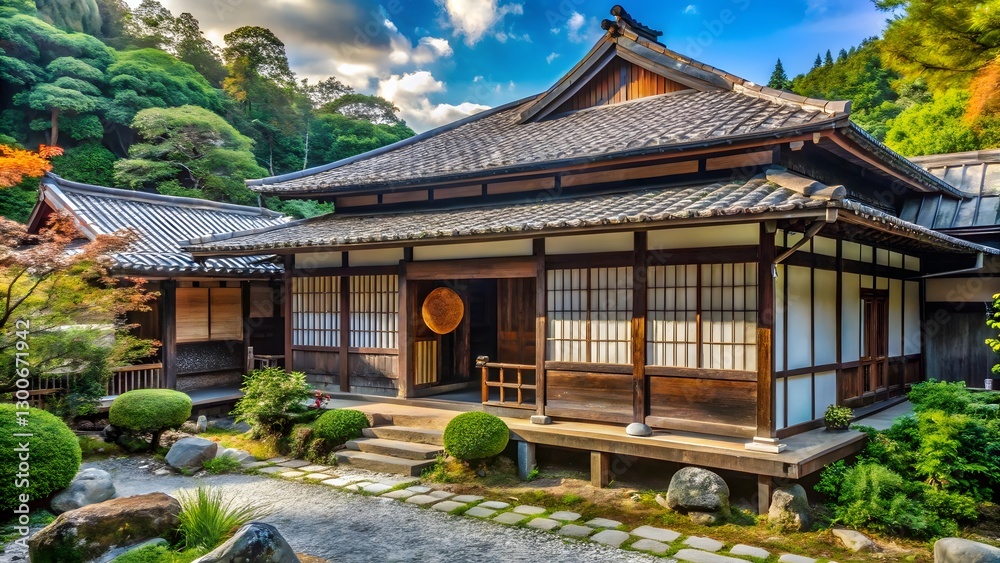 Naklejka premium Traditional Japanese House Architecture