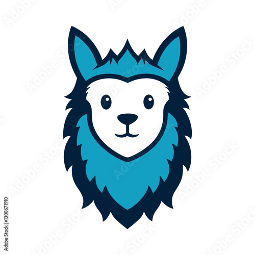 Alpaca head mascot logo design vector