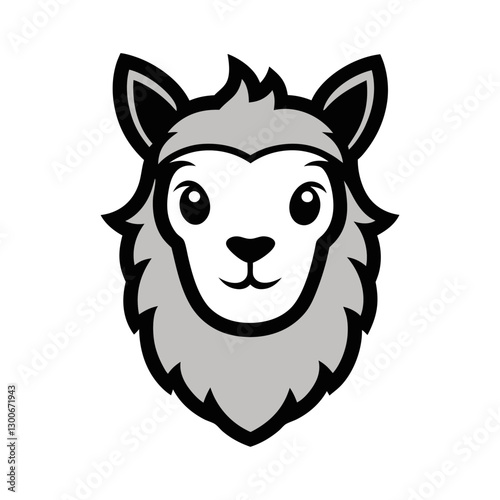 Alpaca head mascot logo design vector