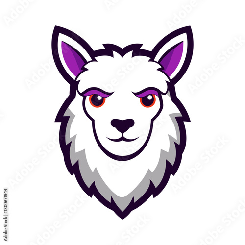 Alpaca head mascot logo design vector