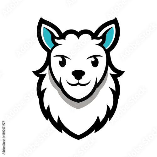 Alpaca head mascot logo design vector