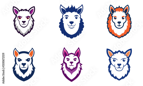 Alpaca head mascot logo design vector