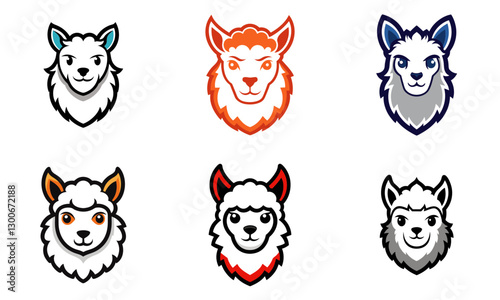 Alpaca head mascot logo design vector
