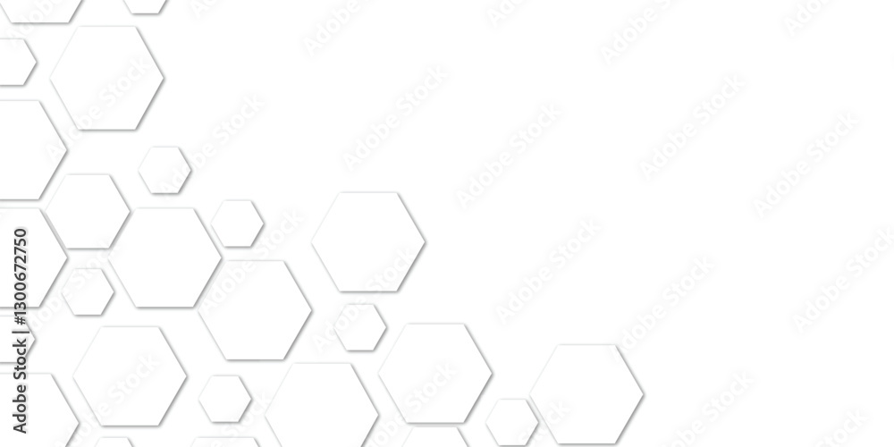 Abstract technology white geometric hexagon on transparent concept design honeycomb shape vector. 