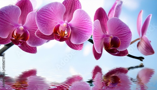 pink orchids with water reflexion
