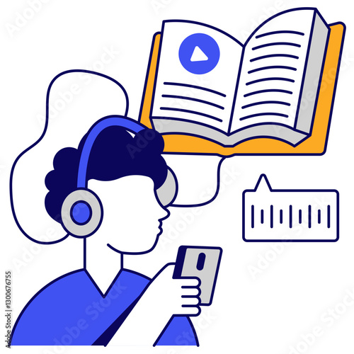 Creative design icon of audiobook