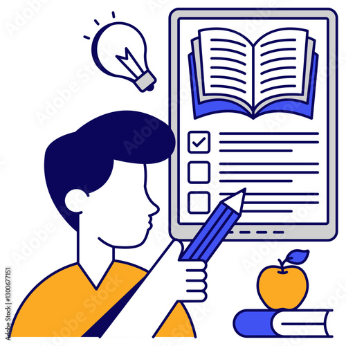 Conceptual flat design icon of mobile book