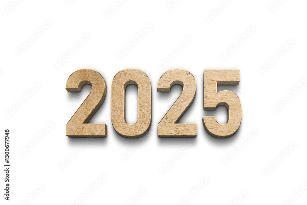 Wooden numbers spelling 2025 on a brown wood background. Representing a new year, time, growth, and progress. Wooden numbers spelling 2025 on a brown wood background. Representing a new year, time, growth, and progress.