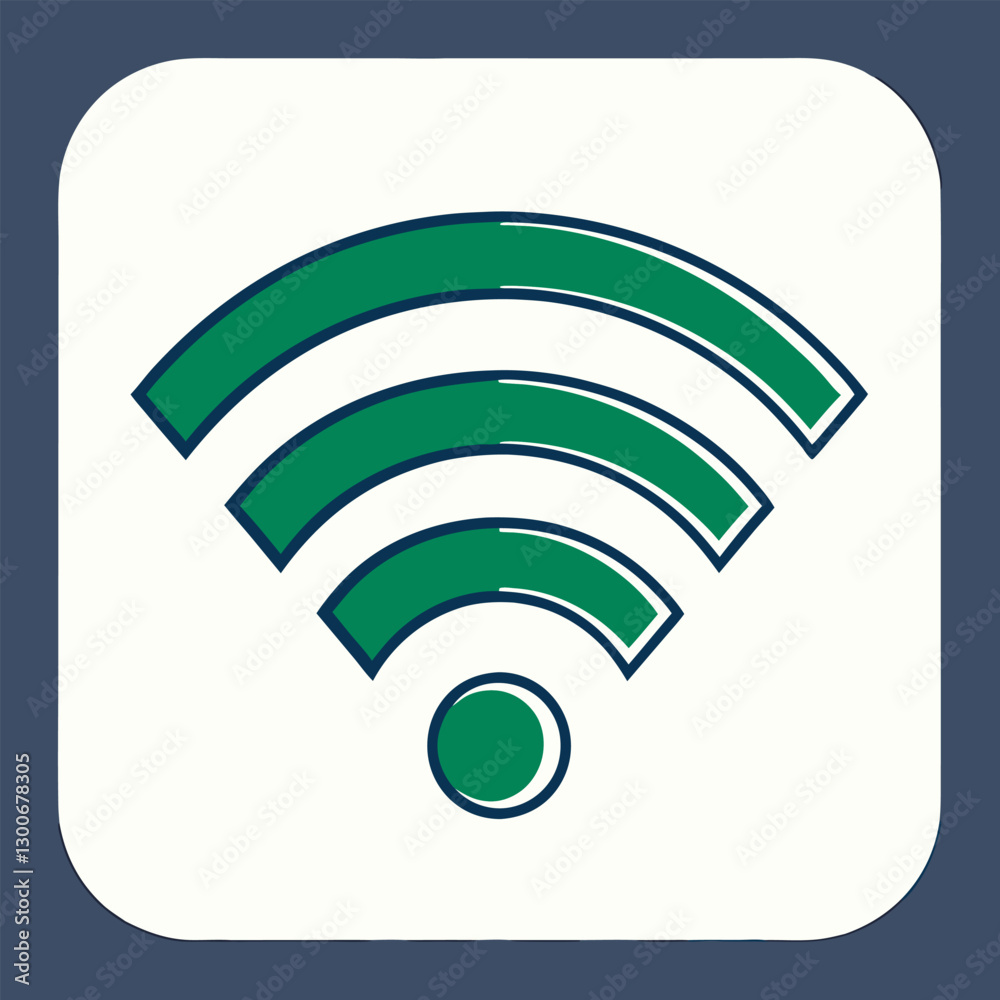 Minimalist Green Wi-Fi Symbol on a White Rounded Background Minimalist Green Wi-Fi Symbol on a White Rounded Background
