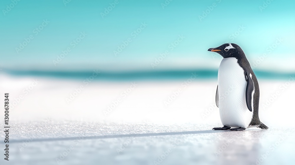 Obraz premium Solitary Penguin on Antarctic Ice Wildlife Photography
