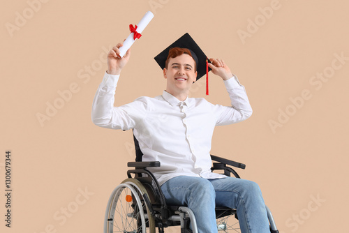 Male graduate in wheelchair...