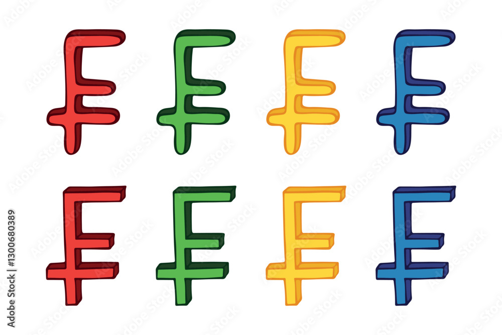 Hand drawn swiss franc set Brush stroke doodle Single element for design Hand drawn swiss franc set Brush stroke doodle Single element for design