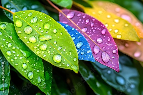 Rainbow Dew Drops on Leaves Macro - Macro Photography: The extreme .