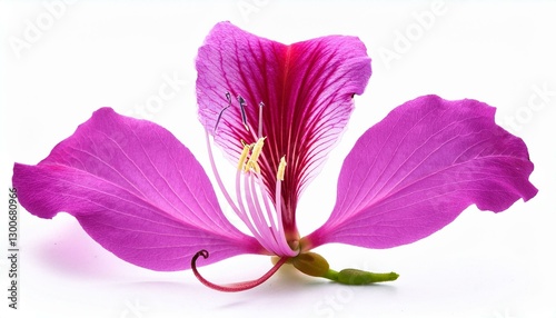 purple orchid tree or hong kong orchid tree or purple bauhinia flower close up pink purple single bauhinia flower isolated on white background