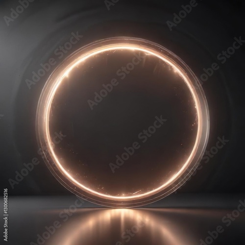 Ethereal light radiance illuminating sleek circular form,  peaceful,  sleek,  radiance