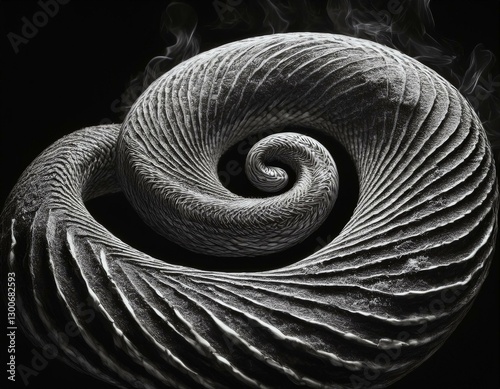 snake drawing made in ash in spiral shape