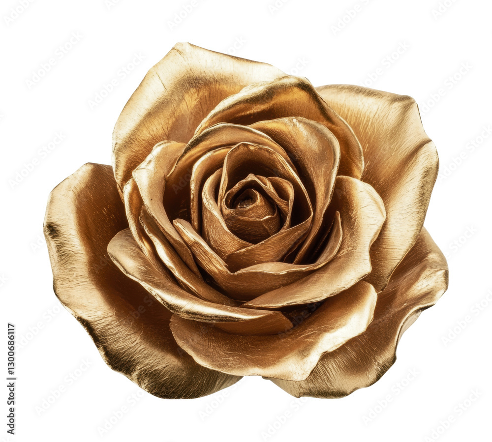 Elegant golden rose as a centerpiece for special occasions and decorations with detailed petals and vibrant hue, cut out Elegant golden rose as a centerpiece for special occasions and decorations with detailed petals and vibrant hue, cut out