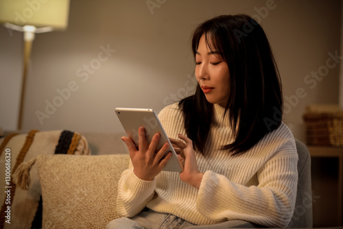 Young Asian woman resting w...
