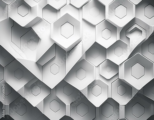 white abstract hexagons geometric texture background