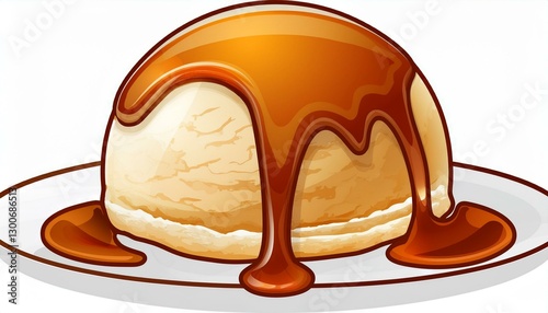 ice cream scoop with caramel syrup