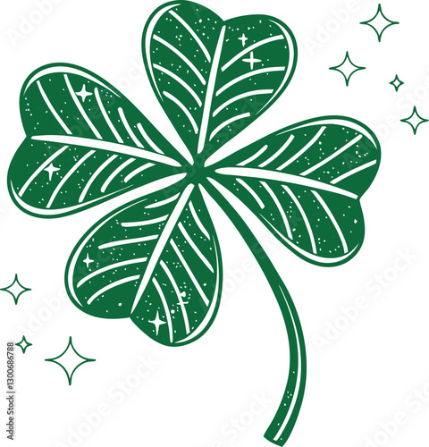 Lucky Clover four-leaf clover, radiating good fortune and luck