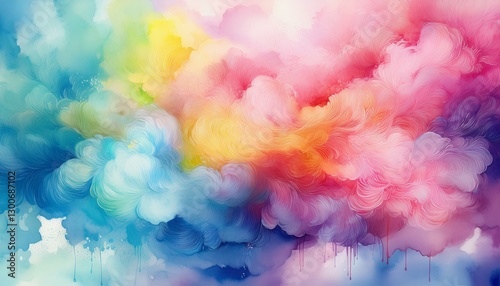 watercolor pastel cotton candy rainbow splash background