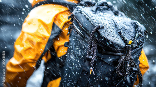 Waterproof rescue bag in rain, showcasing durability and functionality