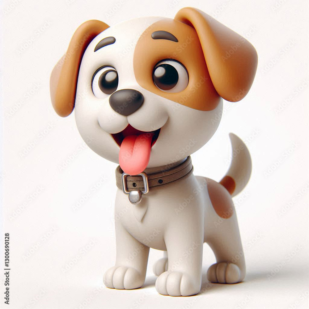 Charming 3D Animated Dog on a Clean White Background Charming 3D Animated Dog on a Clean White Background