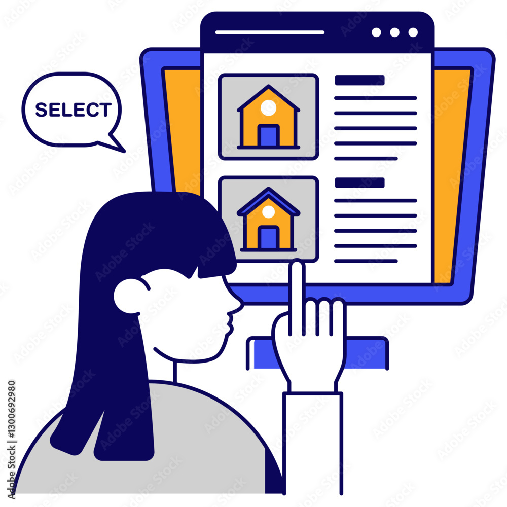 Conceptual flat design icon of real estate website Conceptual flat design icon of real estate website
