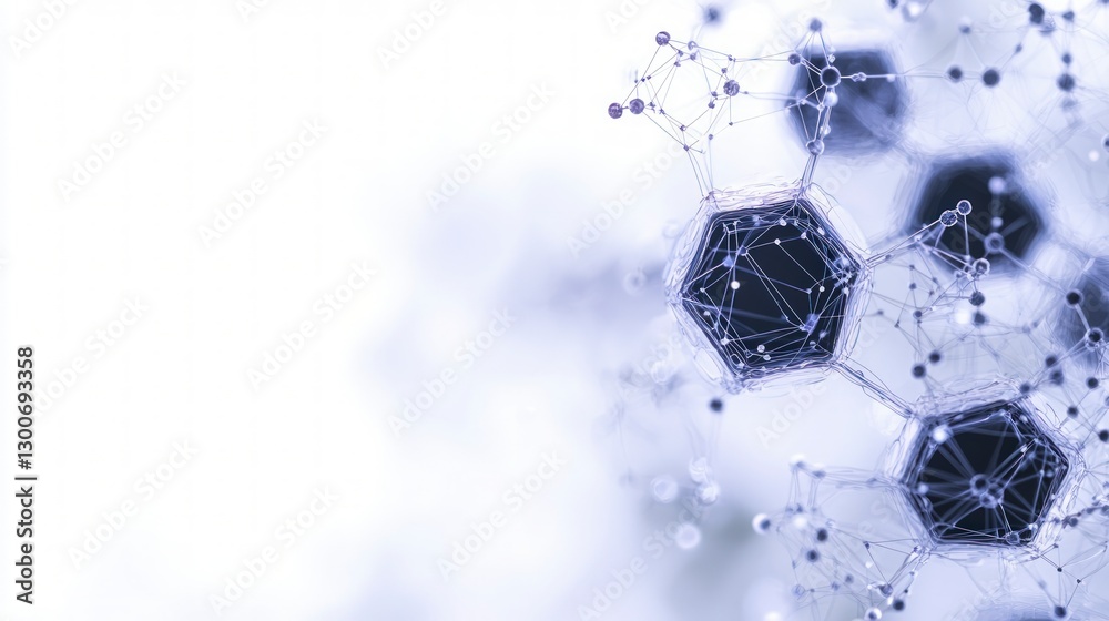Naklejka premium Abstract Network Hexagonal Molecular Structure Science Technology Data Connection Back