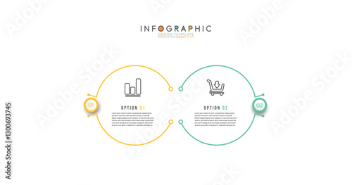 Two-Step Connection infographic, clean and modern infographic template designed to showcase a two-step process, comparison, or interconnected ideas. Privacy online info chart with thin line icons.