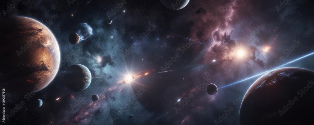 Obraz premium Deep space galaxy background with stars and planets, celestial, cosmos, galaxy