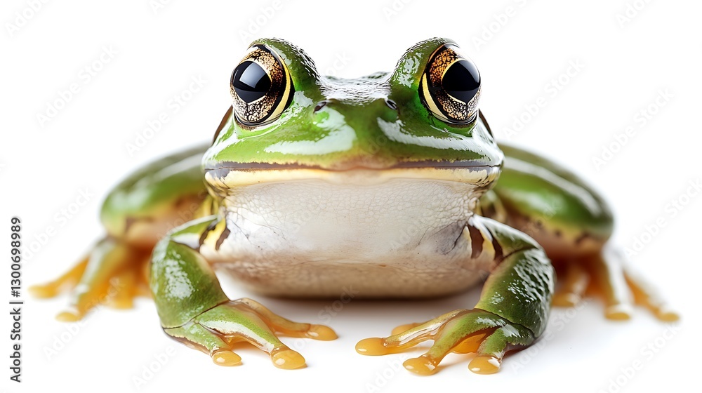 Green tree frog portrait, white background Green tree frog portrait, white background