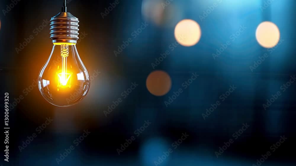 Glowing vintage light bulb against a blurred background
