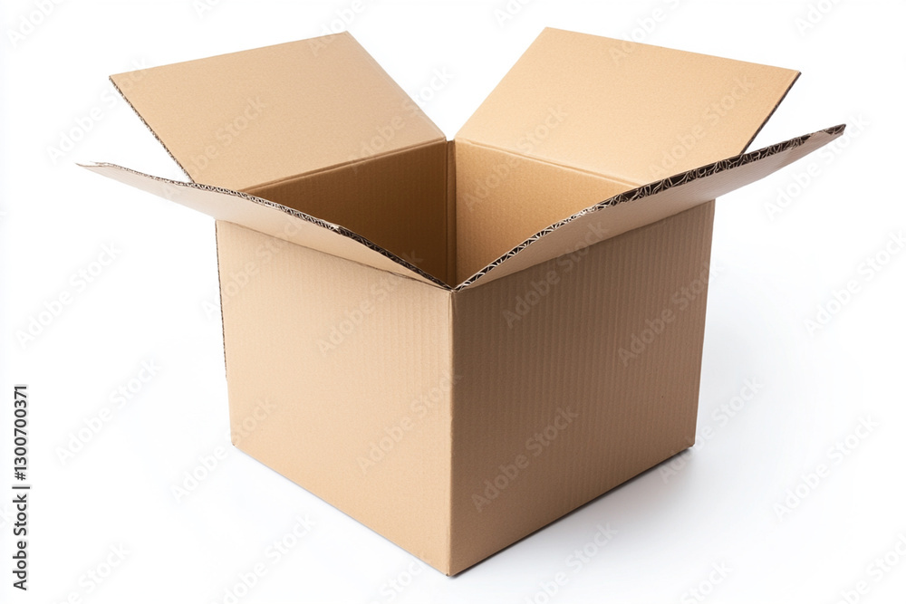 One open cardboard box isolated on white One open cardboard box isolated on white