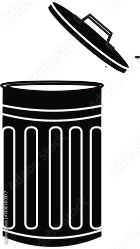 The Illustration of trash Bin Open