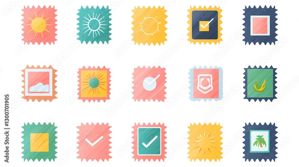 custom made wallpaper toronto digitalColorful Icon Set Featuring Sun, Checkmark, and Photo Elements