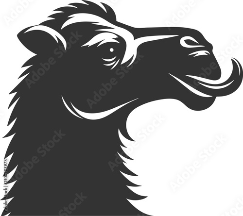 Camel licking its lips animal vector silhouette