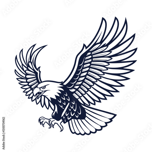 Majestic Eagle in Mid-Flight with Extended Talons – Powerful and Dynamic Bird Illustration