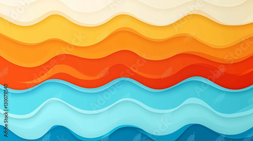 Layered 3D waves in warm and cool color tones.