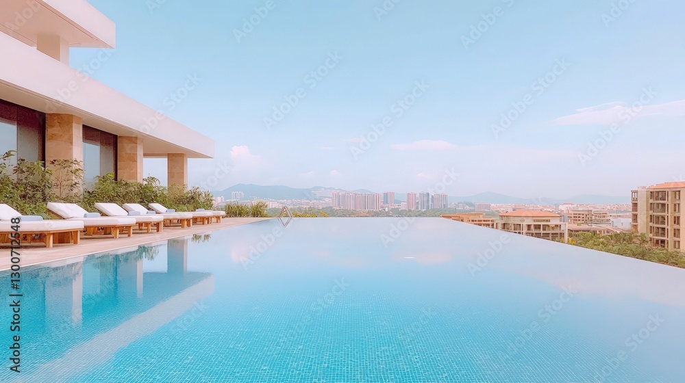 Obraz premium Stunning Rooftop Infinity Pool with City Skyline View