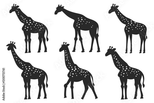set of Giraffe  Silhouette vector illustration