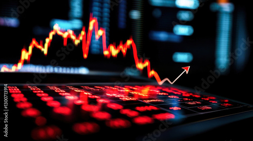 Financial market in turmoil with fluctuating stock prices and trends